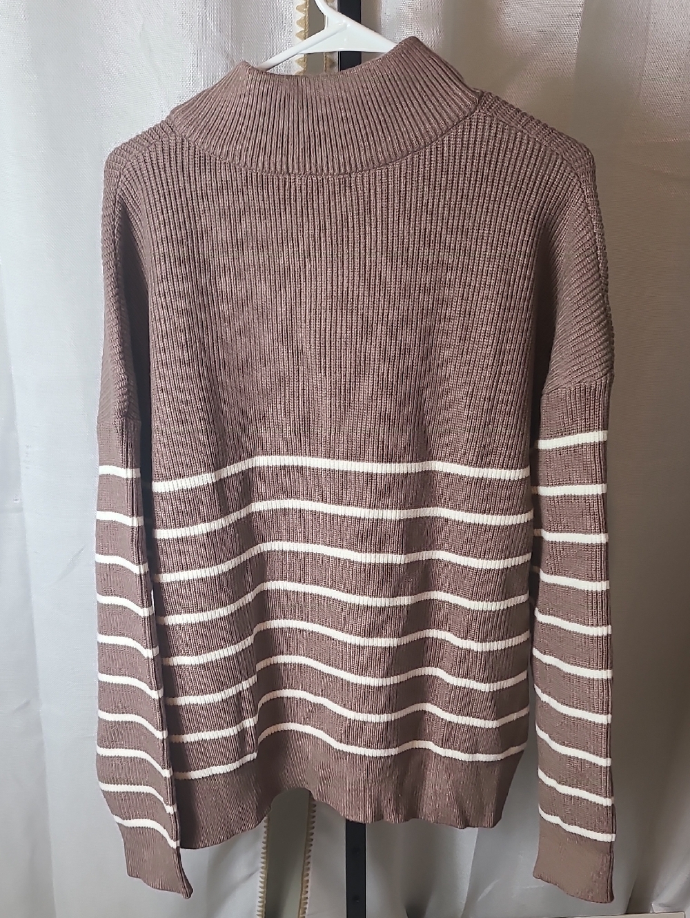 LILLUSORY Quarter Zip Striped Oversized Collar Pullover Sweater Knit XL - Picture 4 of 4